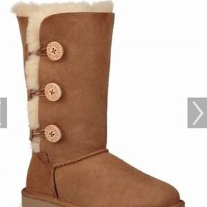 Brown Shearling Button Boots